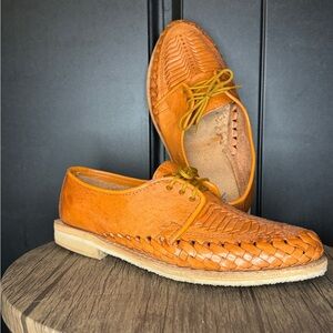 Men’s huarache sandal in authentic leather, cognac sz 6